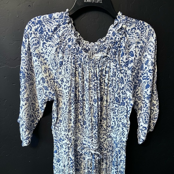 Chelsea Taylor Medium Coastal Boho Maxi
Dress Blue White Paisley Print like New - Picture 3 of 10